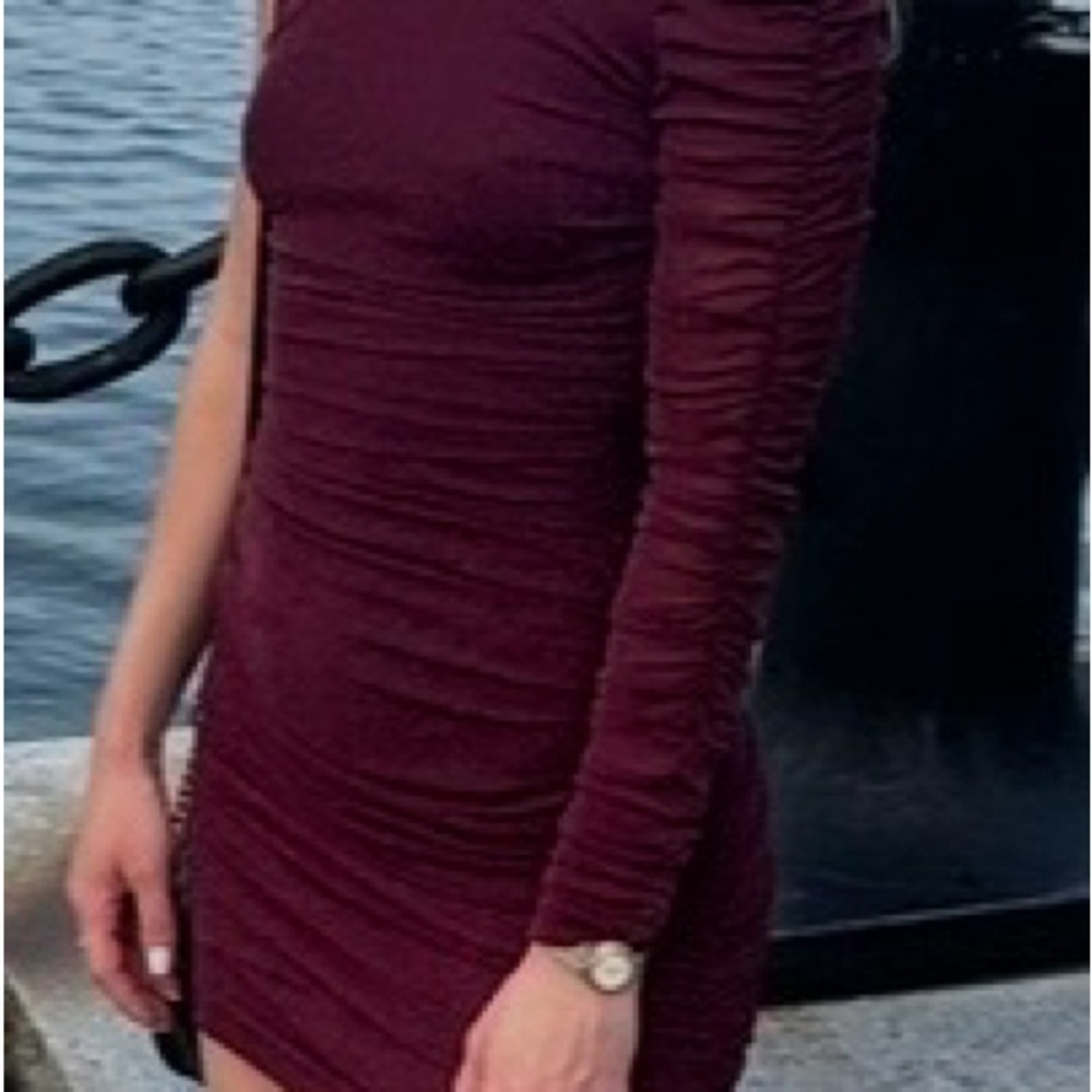 Windsor Maroon One-Shoulder Dress